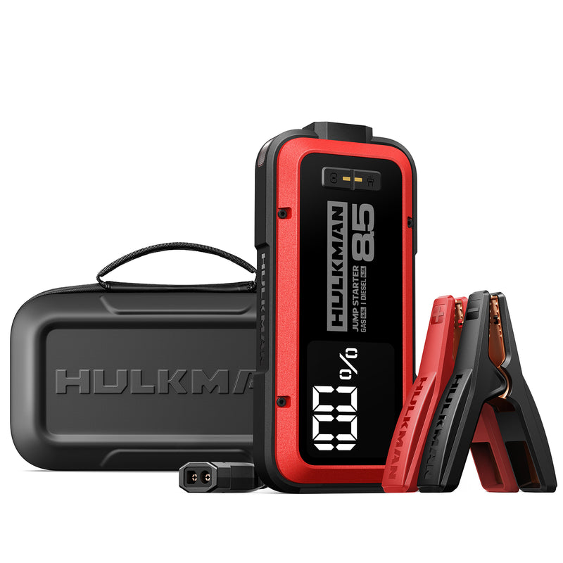 Hulkman Alpha85 Jump Starter 2000 Amp 20000mAh Car Starter for up to 8.5L Gas and 6L Diesel Engines with LED Display 12V Lithium Portable Car Battery Booster Pack (Carmine Red) with Alpha Bag EVA Protection Case