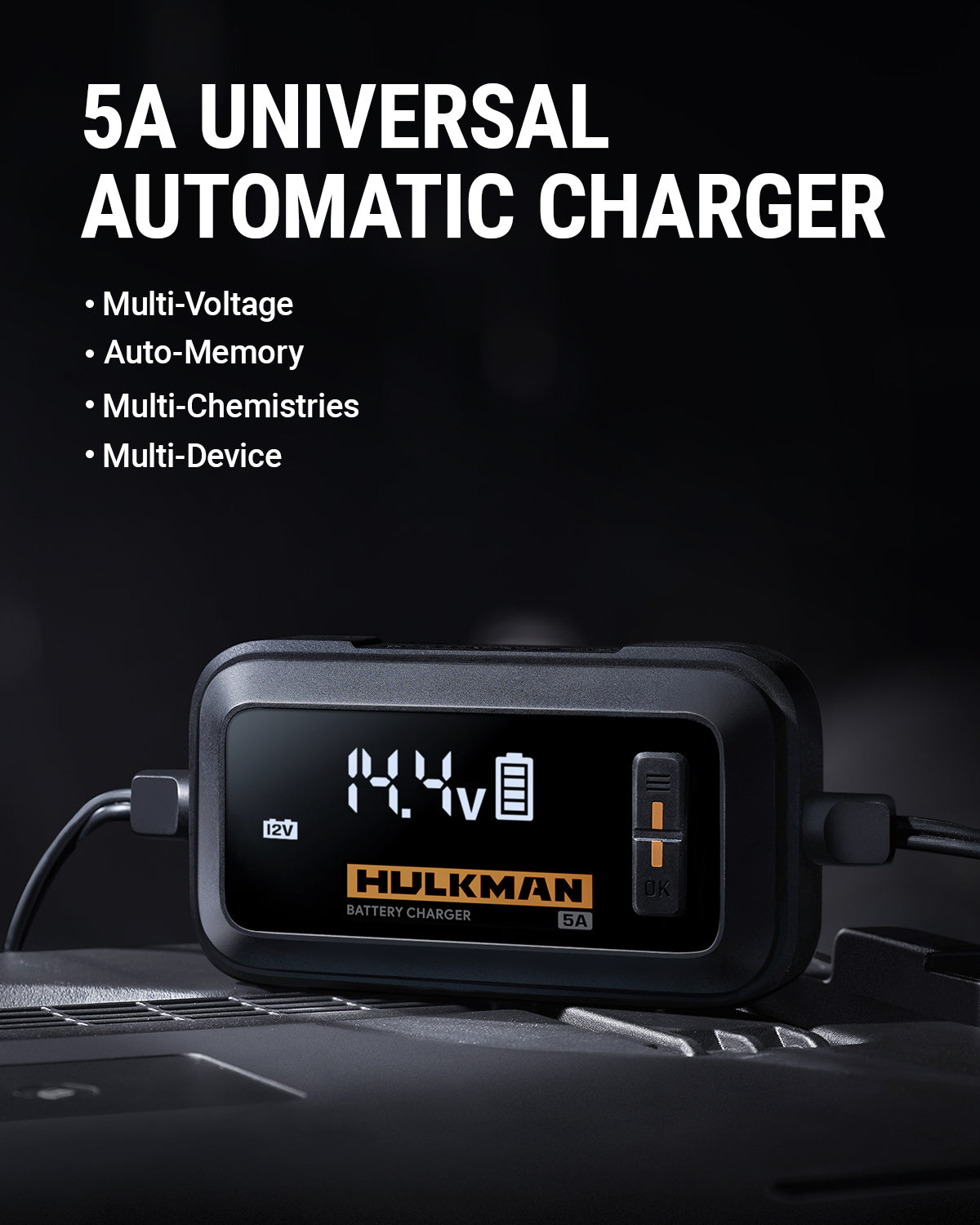 HULKMAN Sigma 5 Battery Trickle Charger, 5A 6V/12V Automatic Smart Car  Battery Charger, Battery Maintainer, and Desulfator with Intelligent  Interface